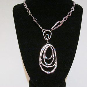 Christopher & Banks set silver tone necklace and earrings NWT